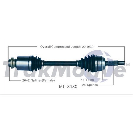 Surtrack Axle Cv Axle Shaft, Mi-8180 MI-8180